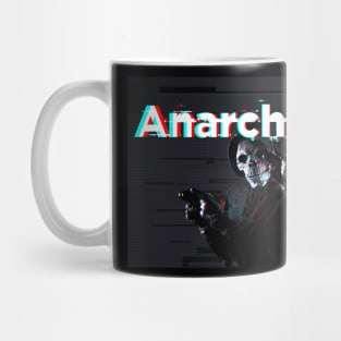 anarchy skull point the finger and glitch Mug